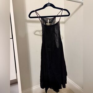 Free People - Black Sleeveless Tank w/ designed back & lace - Size S